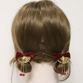 Load image into Gallery viewer, [GUKUA LI Series]★Hair Ornaments★ 2color Pair Accessories Ribbon Fan Velvet Red Black Red Black
