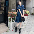 Load image into Gallery viewer, [WANAI Series] ★One Piece★ Summer Clothes, Cute, Large Size, Slimming, Ladies, Commuting, OL, Date, Navy
