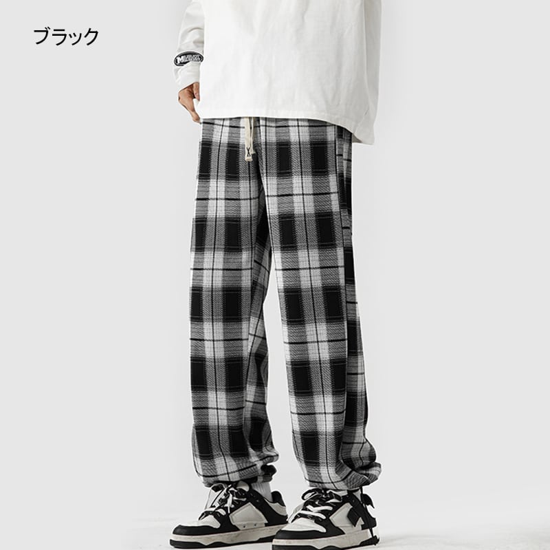 [GUIXIE Series] ★Casual Pants★ 2color Bottoms Trousers Unisex Men's Plaid Pattern Large Size Easy to Match