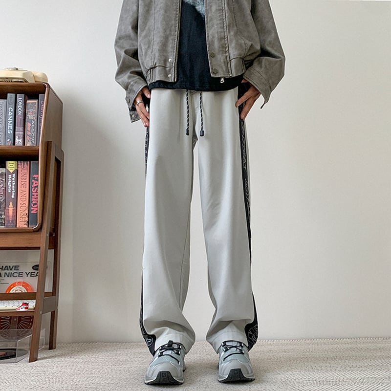 [CHAOMEICHEN Series] ★Casual pants★ Fleece lining 3color bottoms pants unisex men's alphabet green black gray