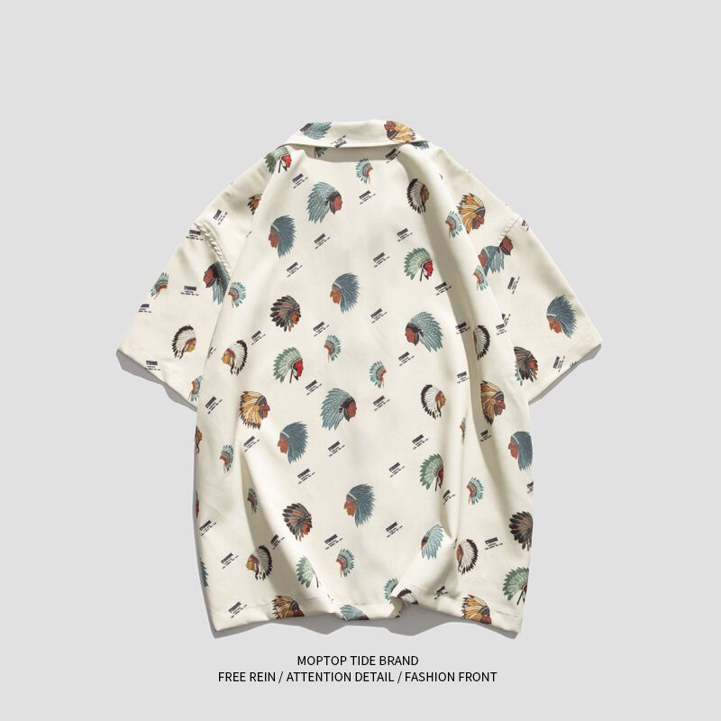 [WH Sensei Series] ★Floral Pattern Shirt★ 2color Tops Unisex Men's Aloha Shirt Summer Clothes Hawaii Beige Black