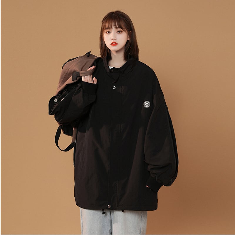 [Fujiiman Series] ★Jacket★ Outerwear 3 colors Koala on the sleeves Unisex Beige Black Gray