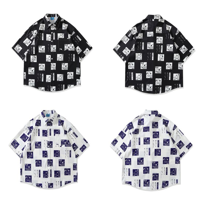 [JINKESEN Series]★Shirt★ 2color Tops Print Short Sleeve Shirt Unisex Men's Summer Print