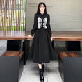 Load image into Gallery viewer, [Dong Xiaojie Series] ★China style dress★ Ink pattern long sleeve dress long length dress black black large size slimming
