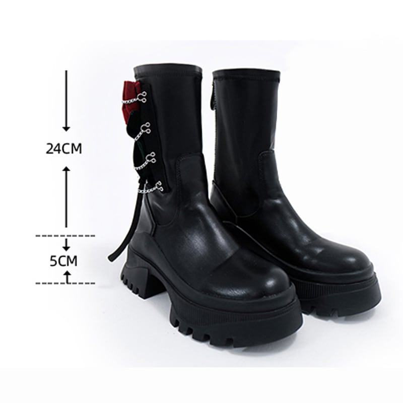 [chicsky---Kurono Series]★Shoes★Boots 35 36 37 38 39 Shoes Rose Chain Black Black Cute