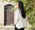 Load image into Gallery viewer, Chinese-style outerwear, tops, blouses, shirts, Chinese-style clothes, retro, literary style, ethnic style, girls' night out, class reunions, stand neck, long sleeves, short length, Chinese button, apricot, white, cotton linen fabric
