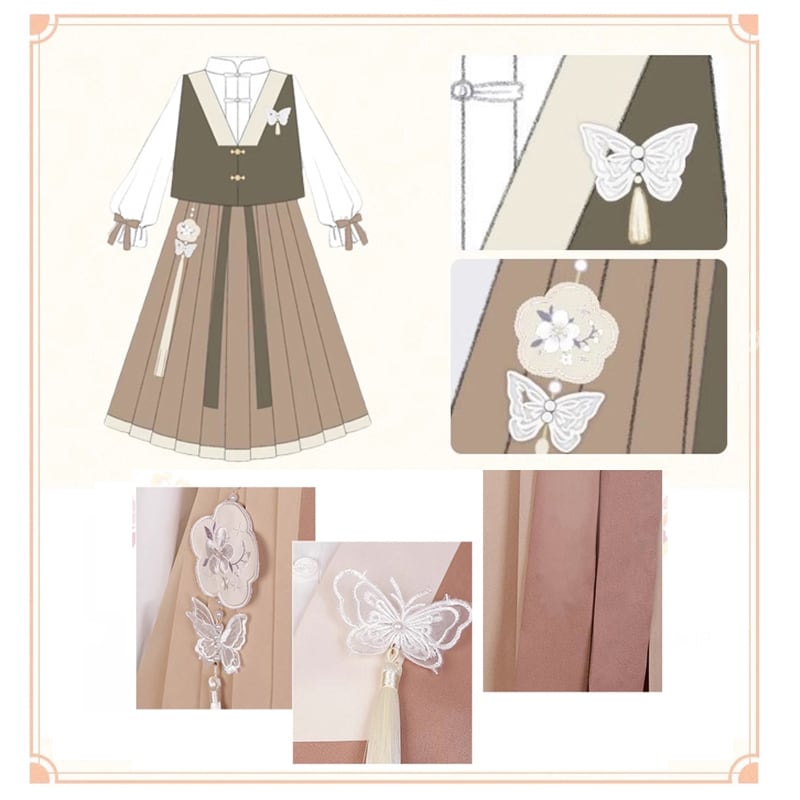 [Kaede Bamboo---Butterfly Series] ★Chinese style setup★ Chinese style dress, Chinese clothes, Chinese elements, dress + vest