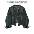 Load image into Gallery viewer, [Mage Designer Series]★Jacket★ Denim jacket outerwear fashion easy to match Blue Blue
