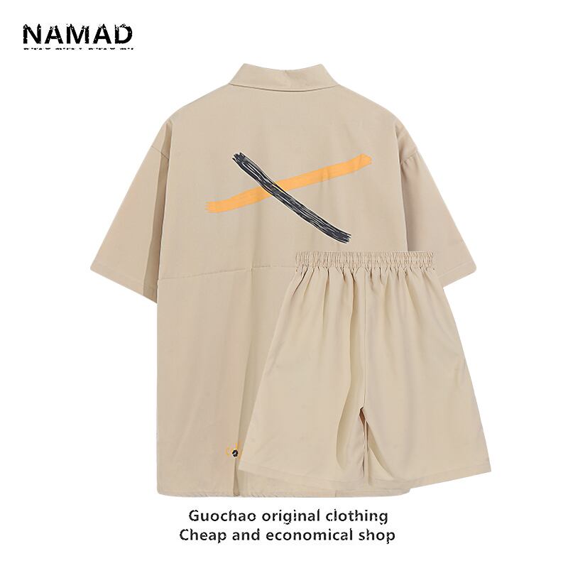 [NAMAD Series]★Setup★ 3color shirt + shorts unisex thin black light brown gray