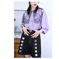 Load image into Gallery viewer, [Old Monster --- Rabbit Series] ★China style shirt★ 2color tops 3/4 sleeve tops black purple
