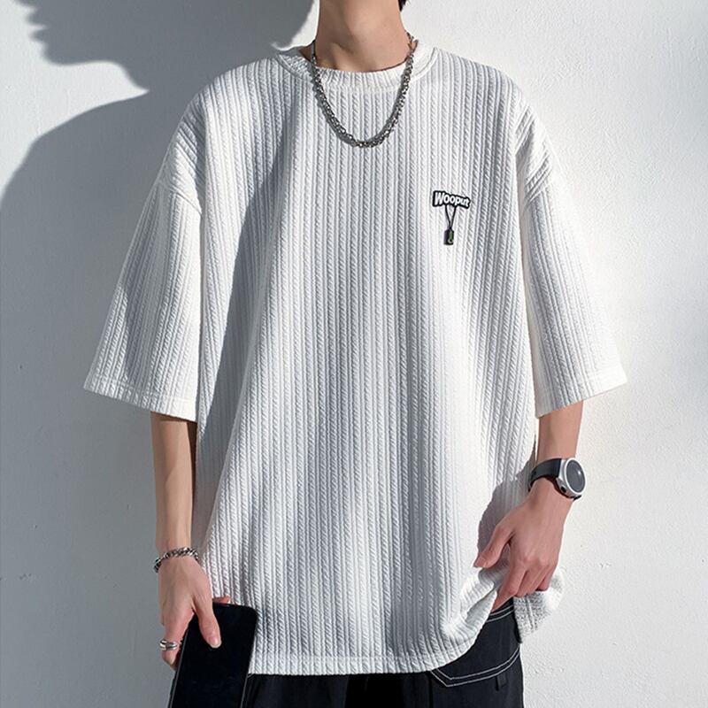 [BIGEMAN Series]★T-shirt★ 2color Tops Short Sleeve T-shirt Unisex Men's Large Size Simple Black White