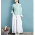 Load image into Gallery viewer, [Qing Series]★China style tops★ 5color Summer Embroidery Blue Green Gray White Purple Pink
