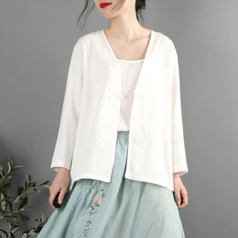 [July Series]★China style tops★ 6color Improves temperament White Blue Green Purple Red Yellow Pink