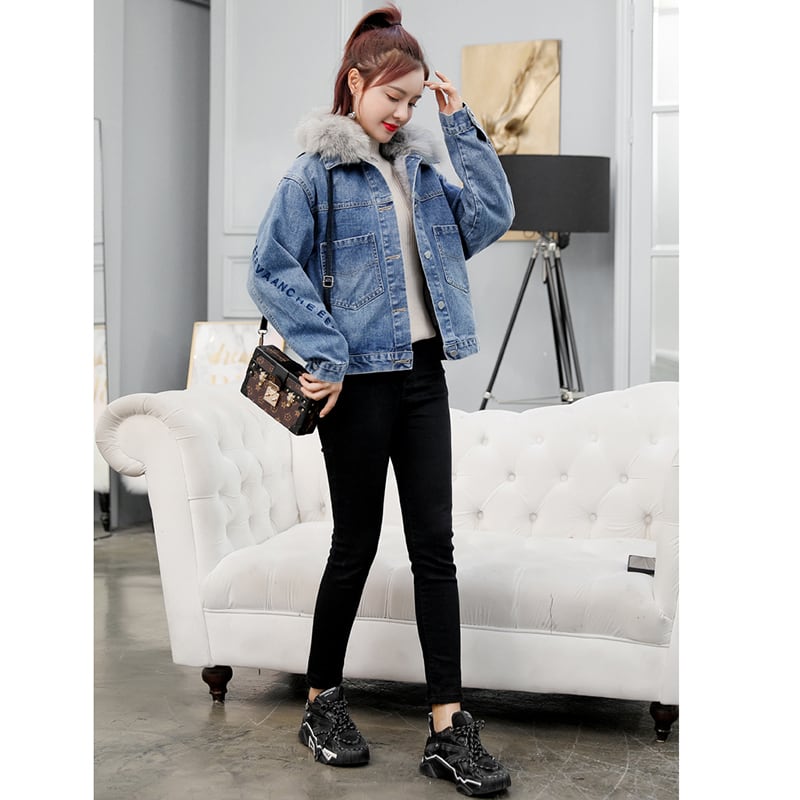 [ZHUANGYOU series] ★Winter coat★ Outer 2color denim jacket ladies blue blue black black