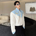 Load image into Gallery viewer, [Illustrated Series]★Shirt★Tops Unisex Men's Spring Clothes Long Sleeve Shirt Switching Casual Color Scheme Blue White
