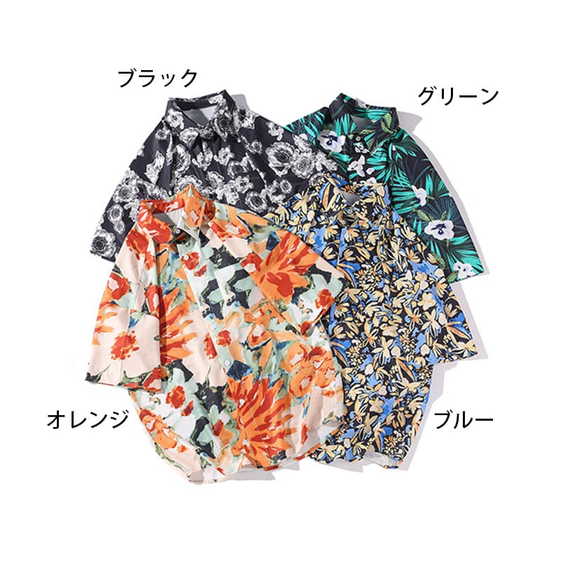 [BIGEMAN Series]★Shirt★ Tops 4color Unisex Men's Large Size Aloha Shirt Okinawa