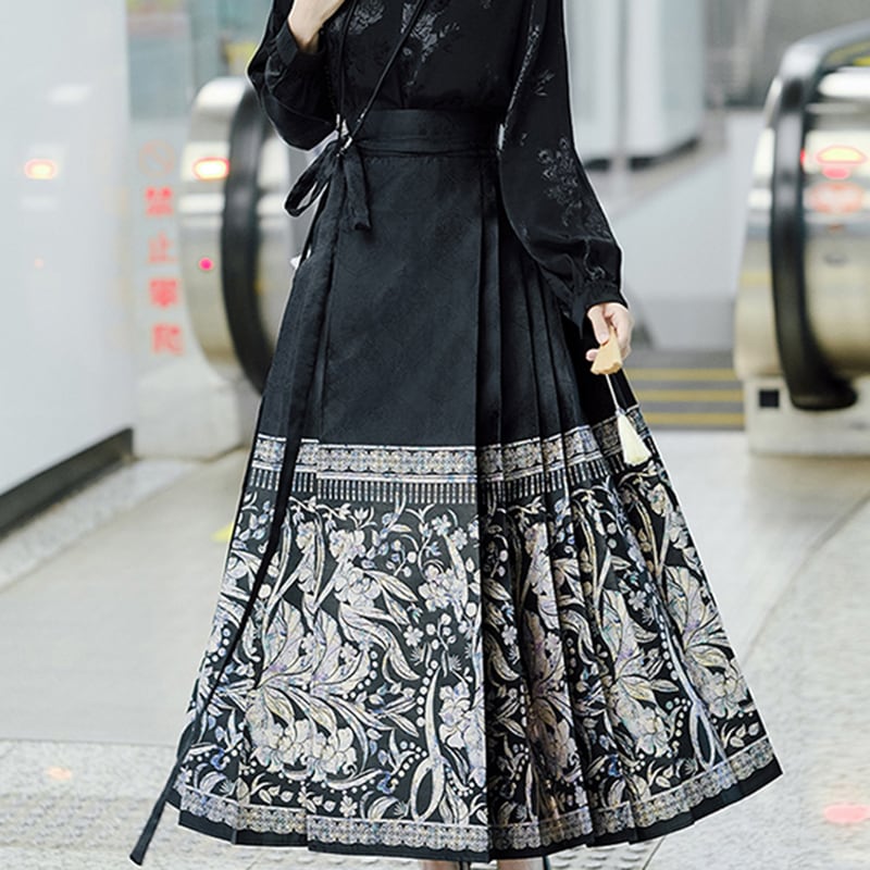 [BABA Series]★China Style Skirt★Maki Skirt, Hanfu Skirt, Women's, Improves Temperament, Black, Black