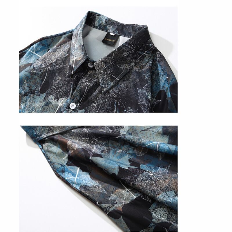 [BEAT BOY Series]★Retro Shirt★ Oil Painting Style Shirt Printed Long Sleeve Shirt Thin Spring Clothes Autumn Clothes Slimming Fashionable