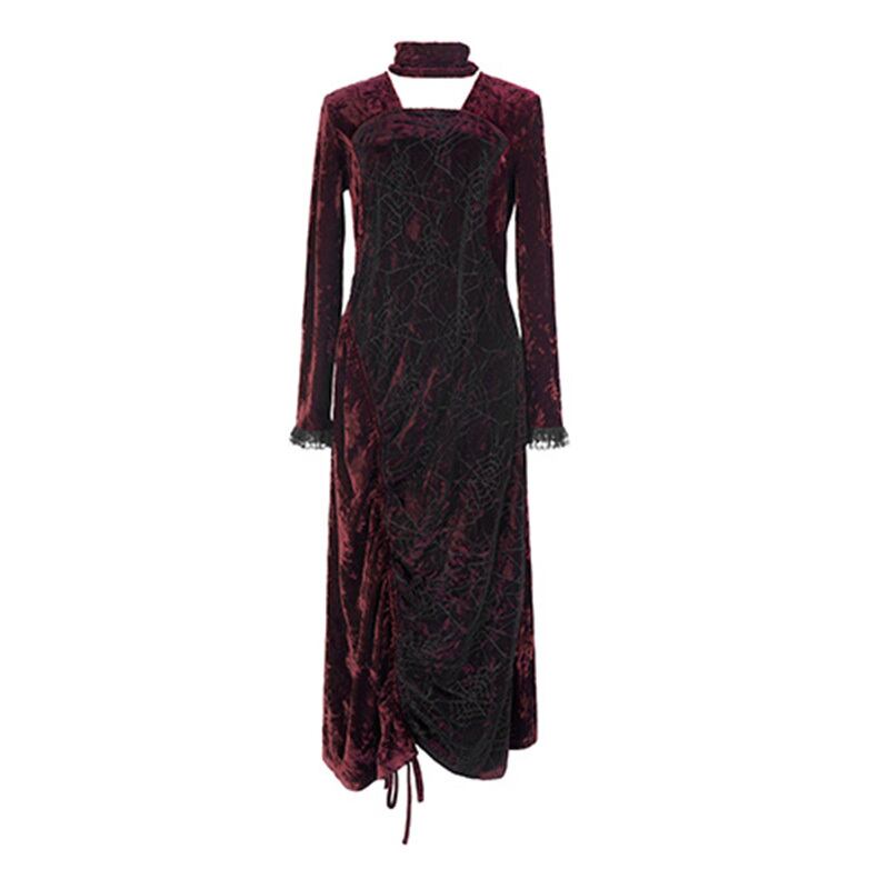 [Daiseiryusu Series] ★China style dress★ Long length velvet wine red red original retro