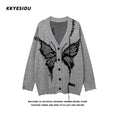 Load image into Gallery viewer, [KKYESIOU Series]★Sweater★ 2color Cardigan Tops Unisex Men's Butterfly Black Gray
