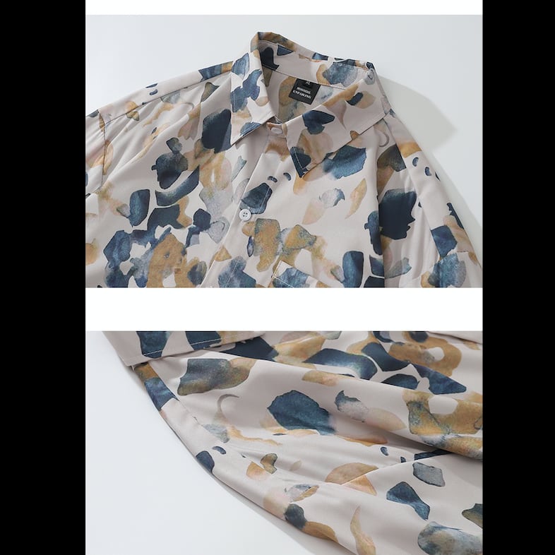 [TRAVEL ISSUANCE Series] ★Retro Shirt★ Floral pattern, long sleeve, unisex, men's, easy to match, print, loose fit