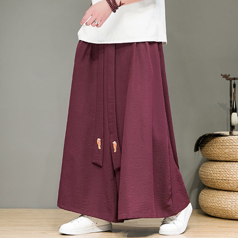 [Small Trouble Series]★China Style Pants★ 5color Bottoms Unisex Men's Large Size Gaucho Pants