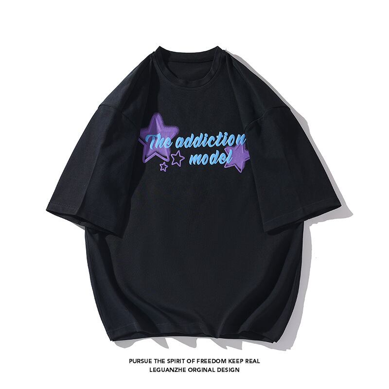 [BIGEMAN Series]★T-shirt★ 2color short sleeve tops unisex men's large size star pattern casual