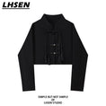 Load image into Gallery viewer, [LHSEN Series]★China style blazer★ Outerwear, short length, design, black, SML, slim fit, easy to match
