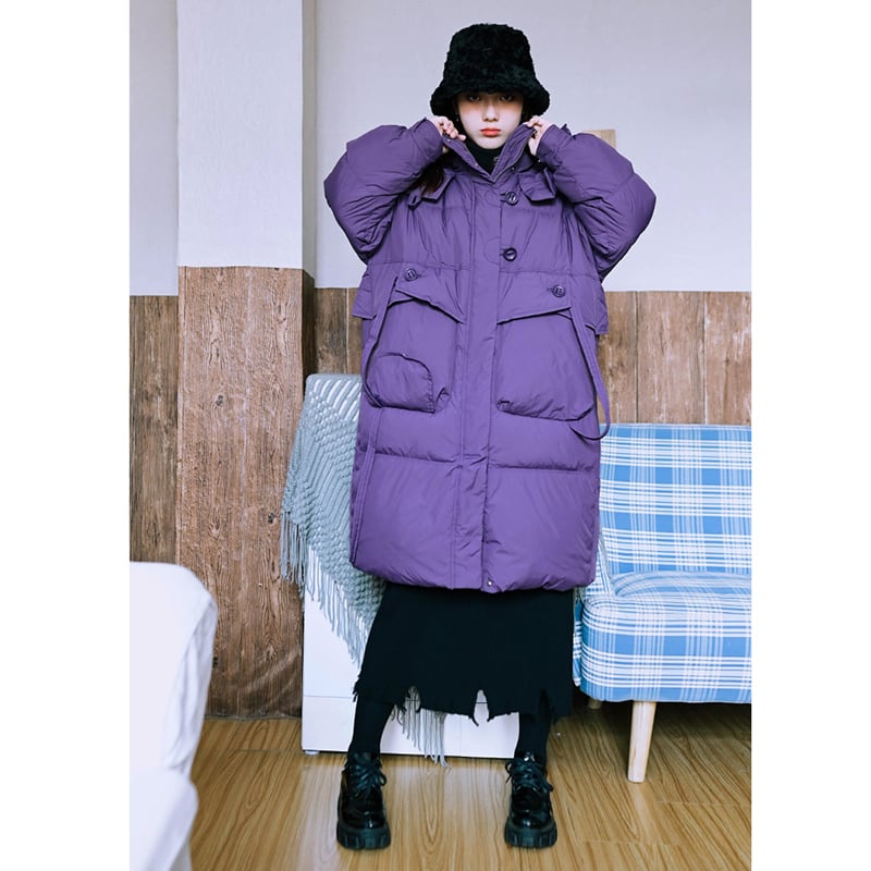 [Kokaisha --- Fine Rakuten Series] ★Down Coat★ 2color 90% Down Winter Coat Warm Purple Black