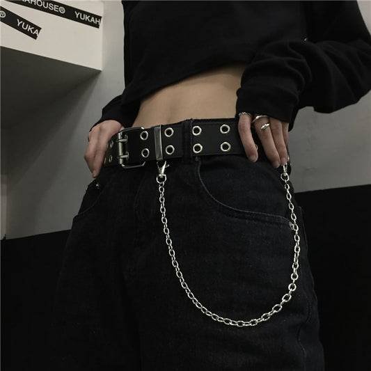 [Demon King Series] ★ Belt + Chain ★ 2-piece set Easy to match Accessory Black Black Retro Great Demon King