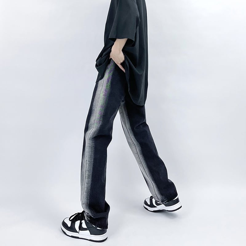 [MGJM Series]★Denim pants★ Bottoms, pants, unisex, men's, retro, easy to match, slimming, black