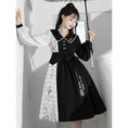 Load image into Gallery viewer, [Dust Smoke Cloud Dream---Boku Bamboo Series] ★Chinese style dress★ Long sleeve switching bamboo Chinese clothing Black Black SML Original Cute
