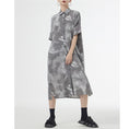 Load image into Gallery viewer, [YIDAO Series]★Shirt dress★ 2color long shirt print retro floral pattern loose blue gray summer clothes
