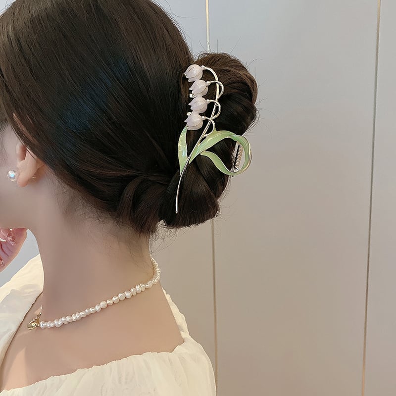 [Myo series]★Chinese style hair ornament★ Old-fashioned Chinese clothing Improves temperament Lily of the Valley Flower Accessories Green Green