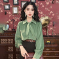 Gallery viewerに画像を読み込む, 【Misslin Fashionシリーズ】★シャツ★ トップス エレガント デザイン性有り 可愛い グリーン 緑 S M L XL
