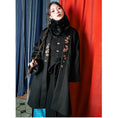 Load image into Gallery viewer, [Kokaisha --- Leaf Series] ★China style coat★ 2color embroidery outerwear long length Hanfu coat black gray
