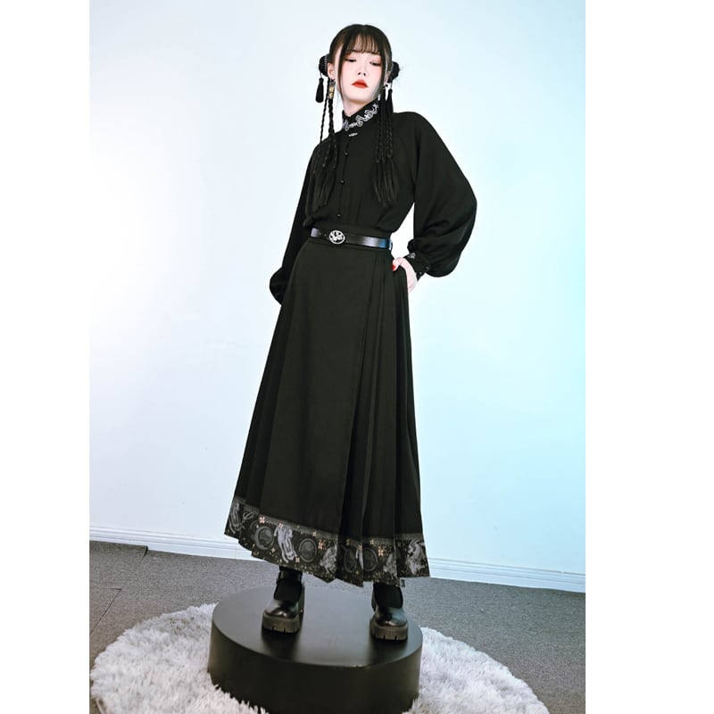 [Kokaisha --- Rabbit series] ★China style skirt★ Bottoms Original slimming black Easy to match