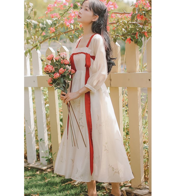 [Shojunsho Series]★Hanfu Dress★ Chinese Clothes Chiffon Retro Old Fashioned Sexy Old Fashioned Cute Slimming Date