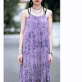 Load image into Gallery viewer, [Kokaisha---Shinkyo Series] ★China style dress★ Hanging dress Letter pattern print Purple black switching
