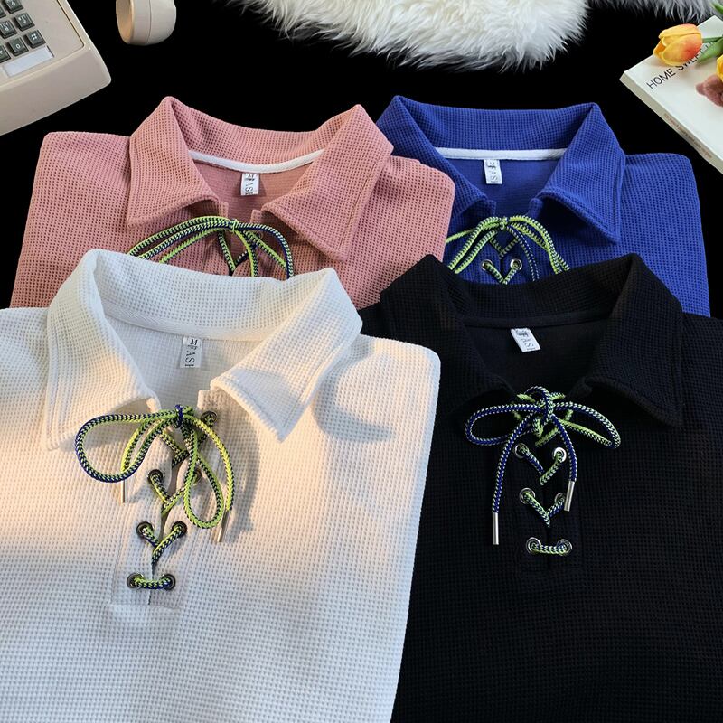 [Fujiman Series] ★POLO Shirt★ Tops 4color Unisex Men's Large Size White Blue Black Casual