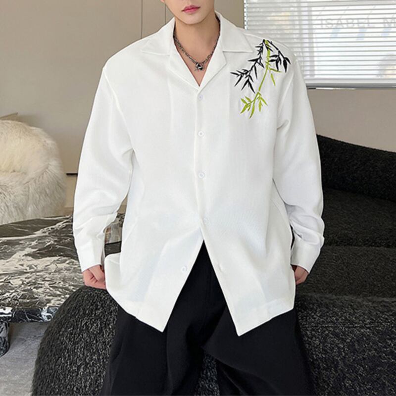 [ZHUIYI Series] ★China Style Shirt★ 2color Tops Unisex Men's Bamboo Long Sleeve Shirt Black White