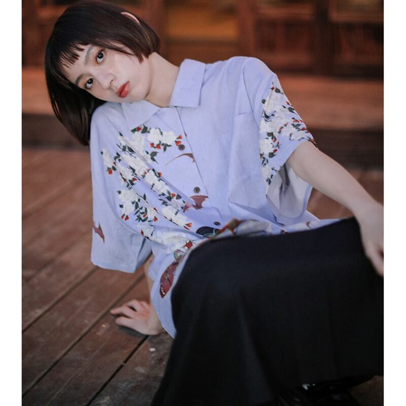 [Yangji Great Dream Series] ★China Style Shirt★ Tops People Print Short Sleeve Shirt Cute Cool Summer Clothes