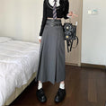 Load image into Gallery viewer, [Oya series] ★Skirt with belt★ 2color Good slimming effect Bottoms Plain Simple Gray Black
