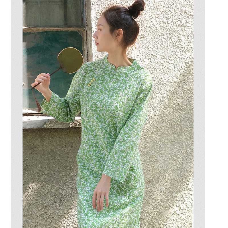 [MANMAN Series]★China-style dress★ 2color Elegant Chinese clothes Tang suit Improved Chinese dress Green White