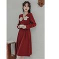 Load image into Gallery viewer, [Shoujo Series] ★One Piece★ 2color Literary Style Easy to Match Ribbon Red Black V-Neck
