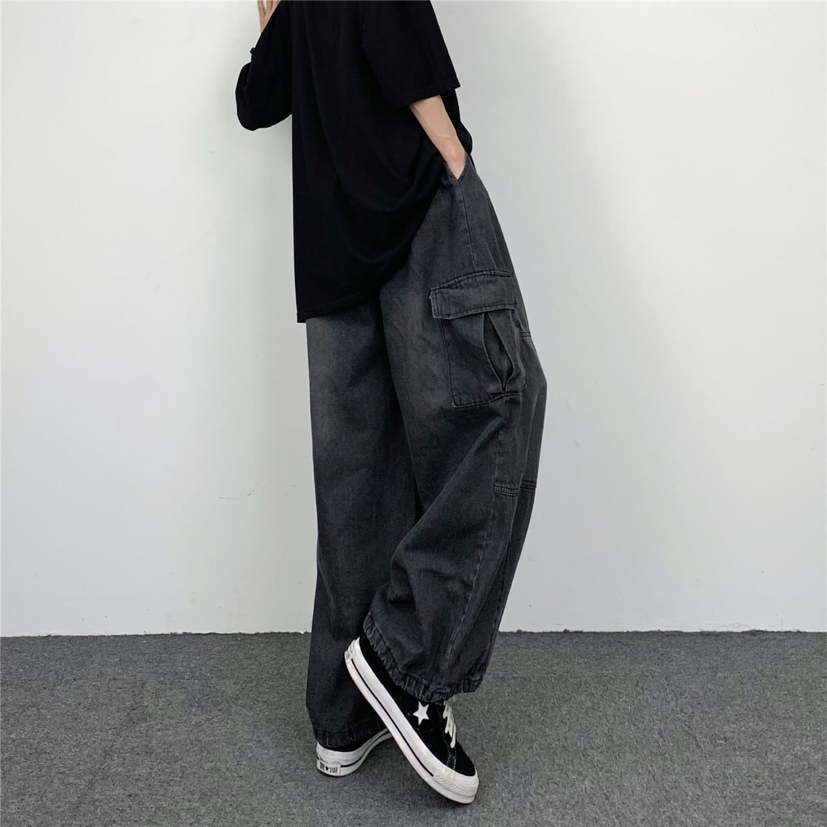 [MGJM Series]★Denim Pants★ 2color Pants Bottoms Unisex Men's Casual Street Blue Black