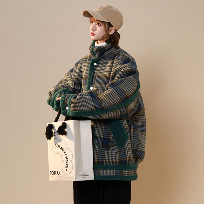 [Suikoishi Series] ★Winter Coat★ Outerwear 2color Unisex Men's Plaid Pattern No Hat Winter Jacket