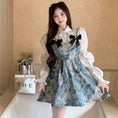 Load image into Gallery viewer, [NANA Series]★Setup★ Shirt + Hanging Dress Oil Painting Style 2 Piece Set White Blue SML Cute Short Length
