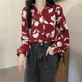 Load image into Gallery viewer, [BUXI Series]★Shirt★ Tops Floral Print Retro Red Red Women's Fashion Long Sleeve
