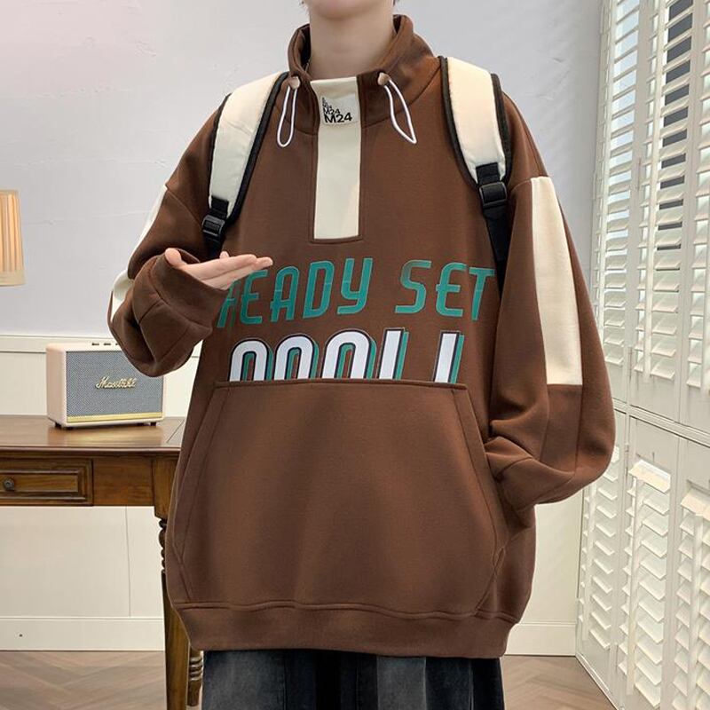 [ZUOFEILI series] ★Tops★ 4color sweatshirt unisex men's large size stand neck